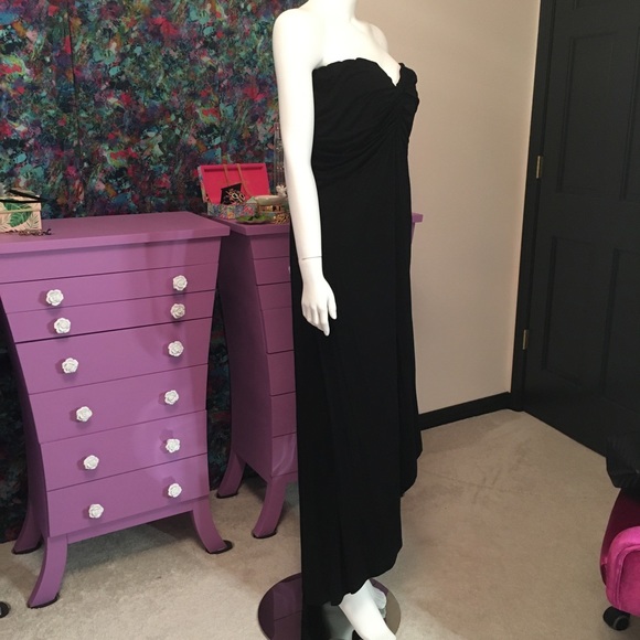City Chic Strapless Jersey Knot Dress Black - Picture 6 of 12